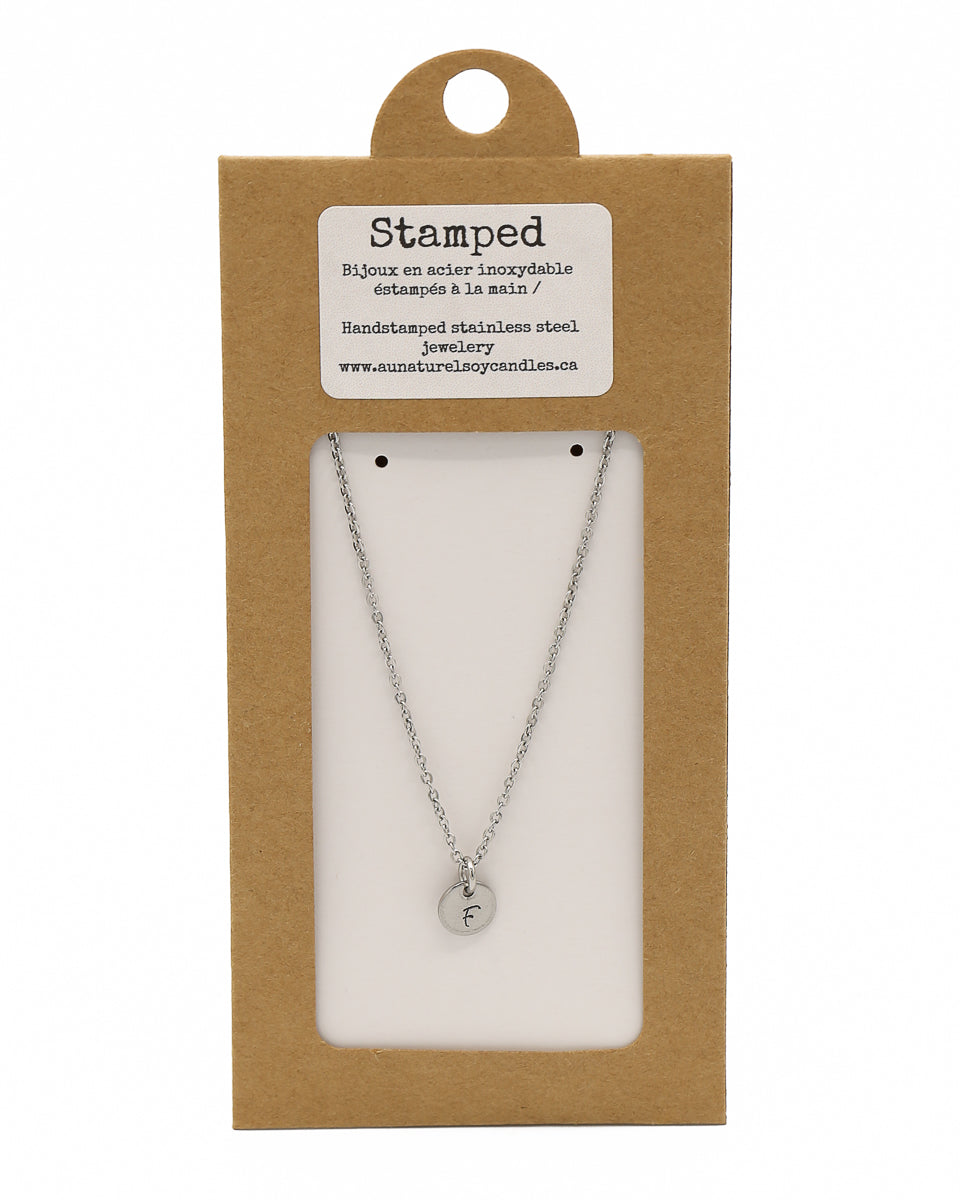 Stainless Surgical Steel Hand Stamped Initial Necklace
