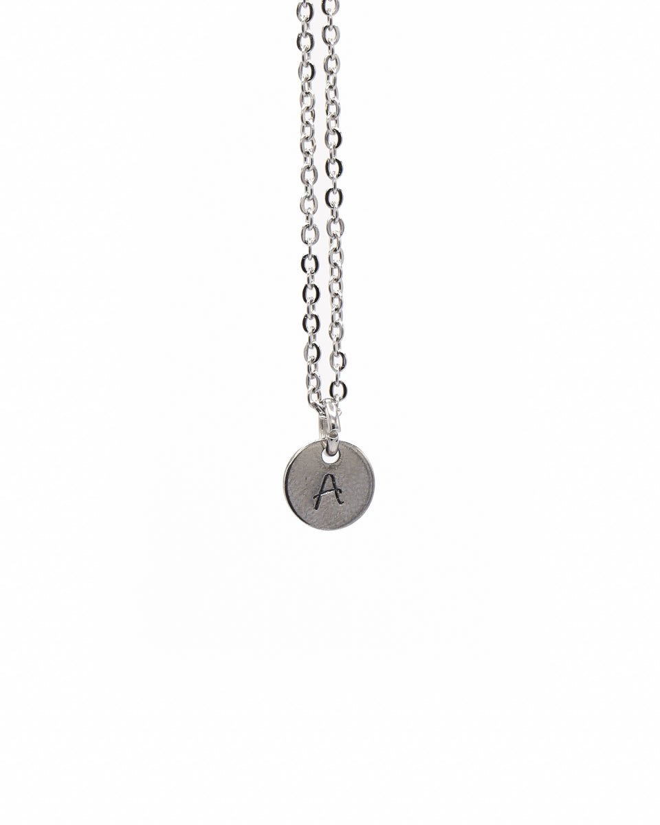 Stainless Surgical Steel Hand Stamped Initial Necklace
